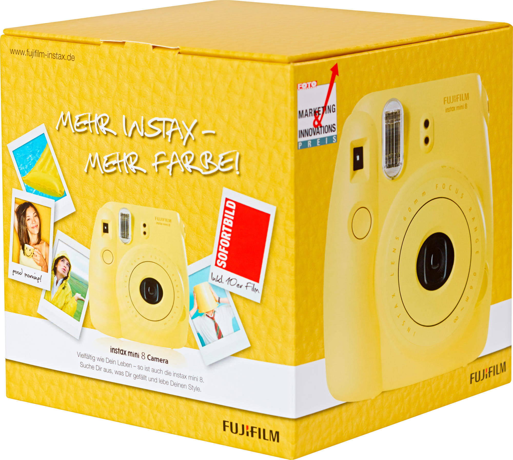 FUJIFILM Instax Mini 8 + Film Sofortbildkamera, Gelb