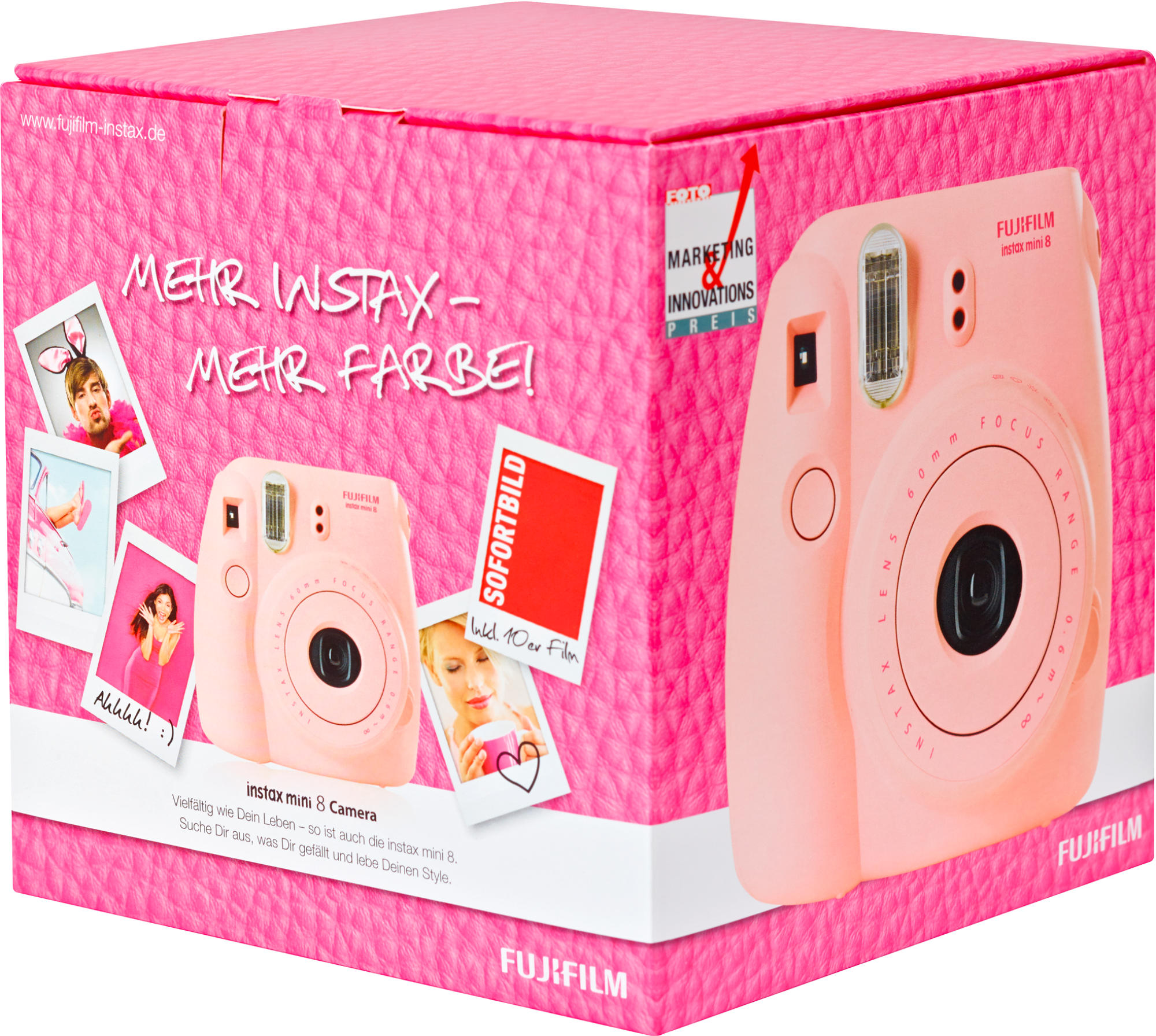 FUJIFILM Instax Mini 8 + Film Sofortbildkamera, Pink