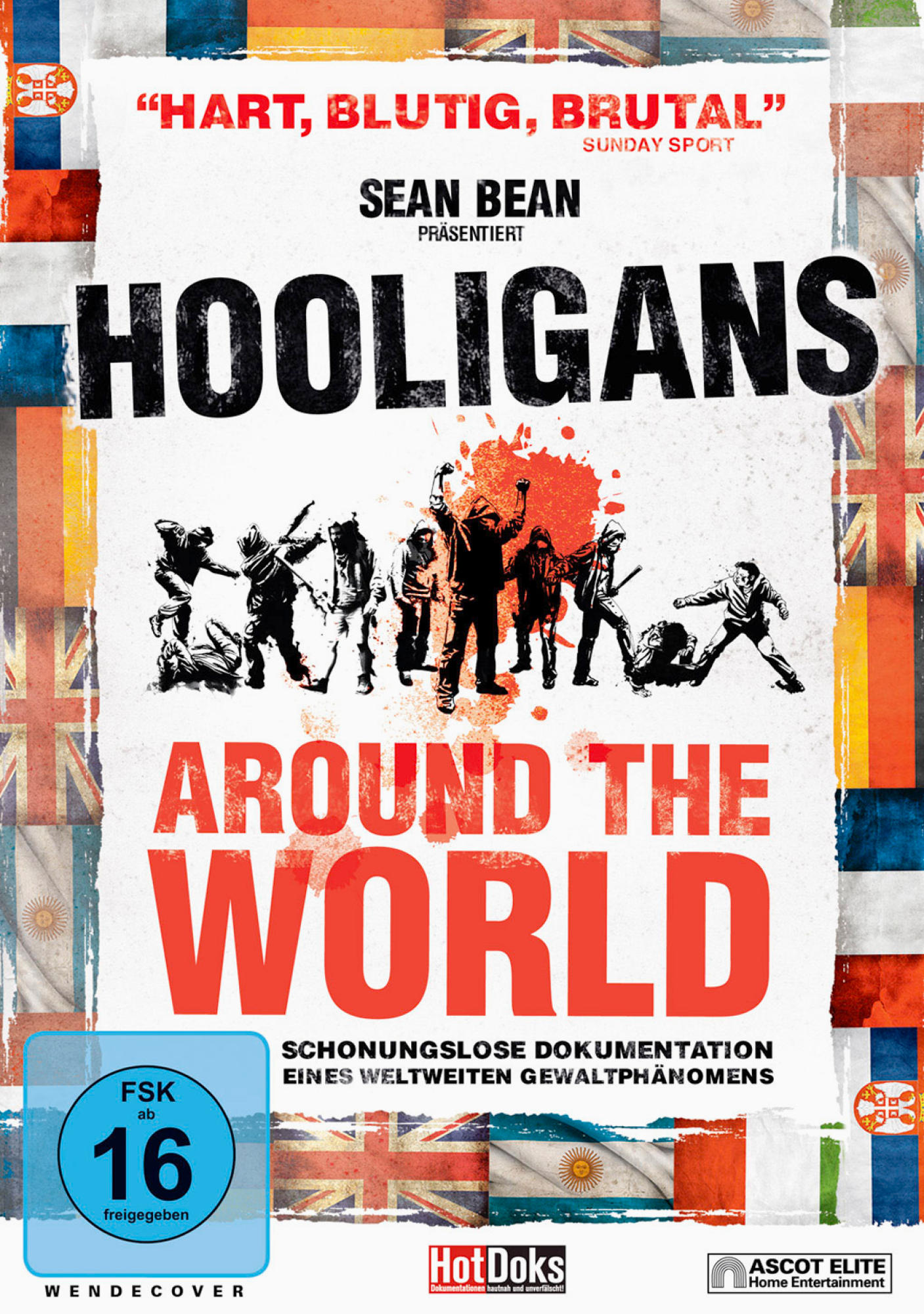 DVD-Cover mit einer Gruppe von Männern in einem Kampf, mit Textüberlagerung in Fettdruck und einem Flaggenhintergrund.