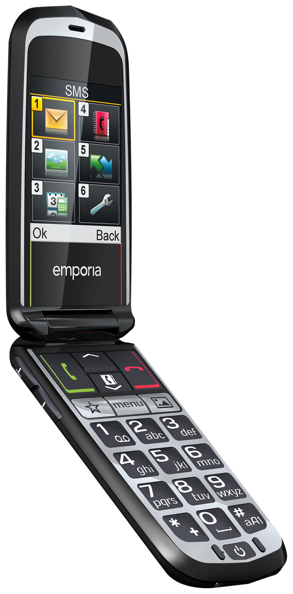 EMPORIA Glam V34 Seniorenhandy, Schwarz / Silber