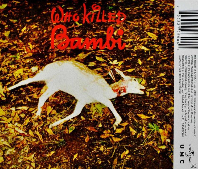 Albumcover mit einem toten Hirsch auf einem Feld. Text: Who Killed Bambi. Braun und Gelb.