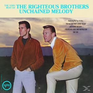 Albumcover von The Righteous Brothers. Zwei Männer stehen vor einem Sonnenuntergang. Text: Unchained Melody.