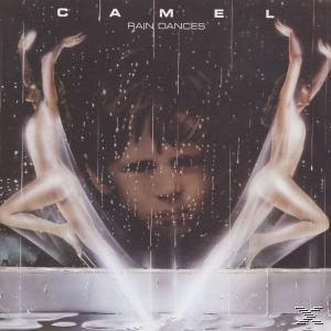 Albumcover für 'Camel Rain Dances'. Zeigt zwei Figuren, die unter Regen tanzen, mit einem zentralen Gesicht.