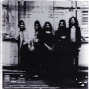 Rückseite einer CD-Hülle mit einem Schwarzweißfoto einer Band.
