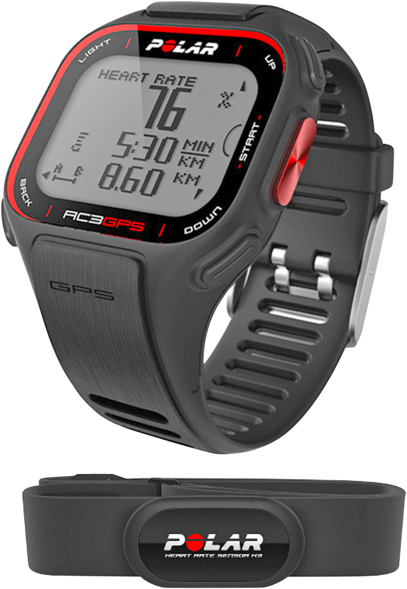Reloj deportivo - Polar RC3 HR Negro, GPS integrado