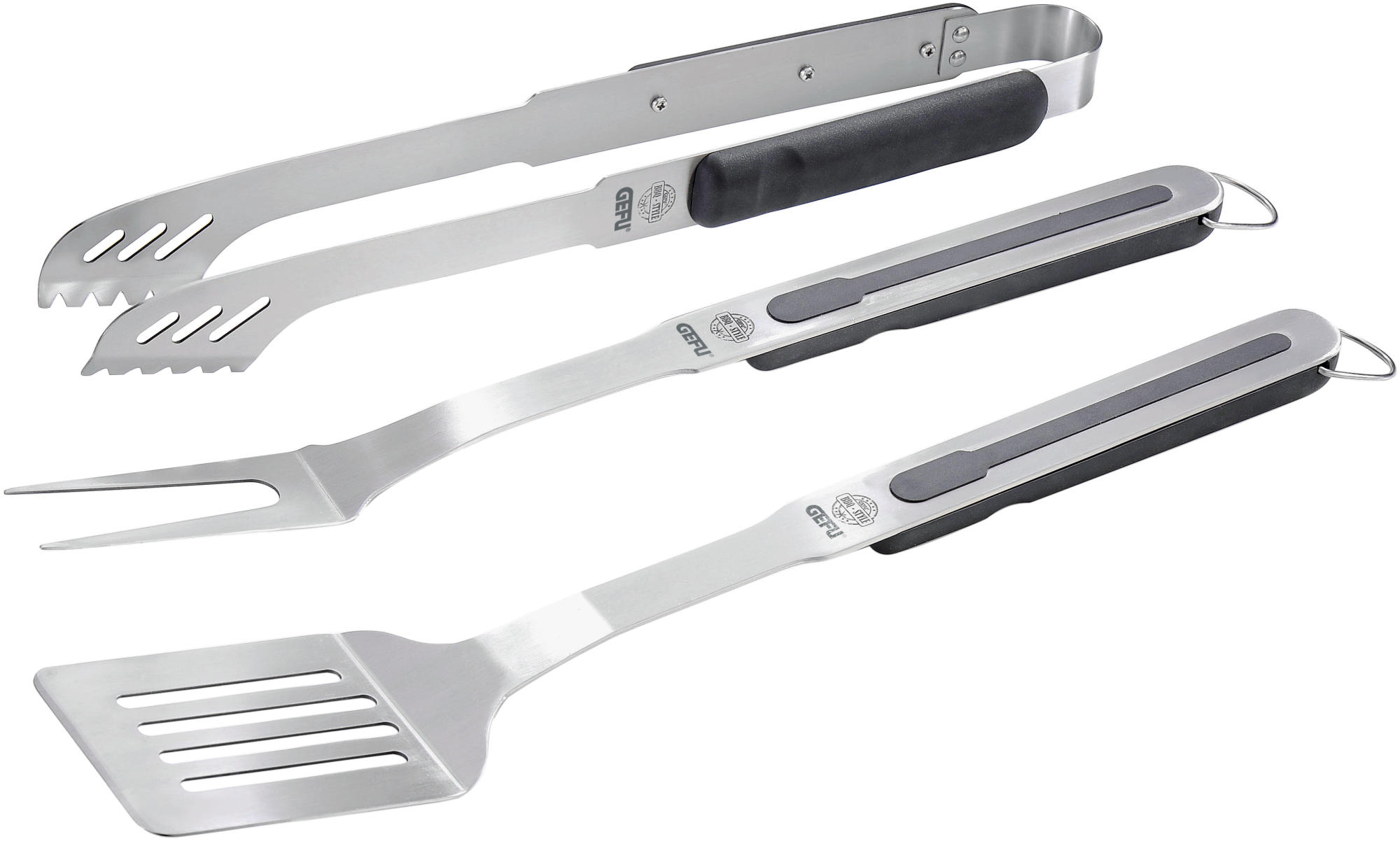 GEFU 89159 BBQ 3-tlg. Grillbesteck-Set Edelstahl/Schwarz