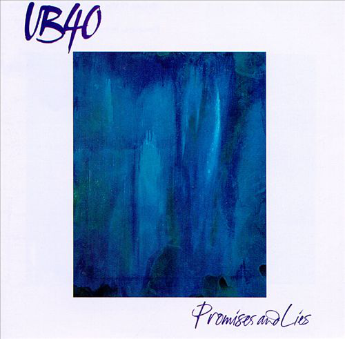 UB40 album borítója egy kék absztrakt festménnyel. Fehér keret és szöveg.