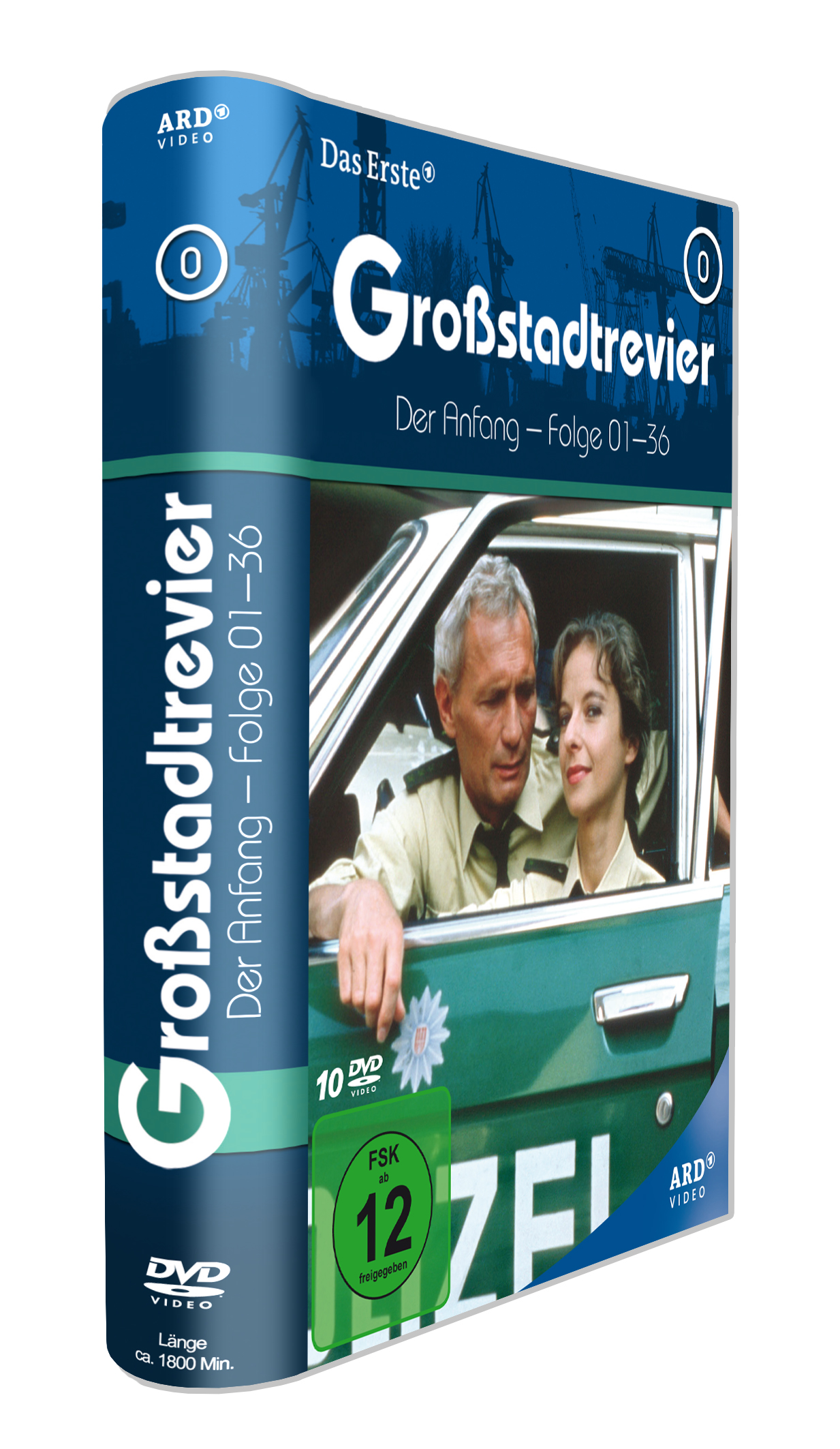 DVD-Cover von "Großstadtrevier". Es zeigt einen Mann und eine Frau in einem Polizeiauto.