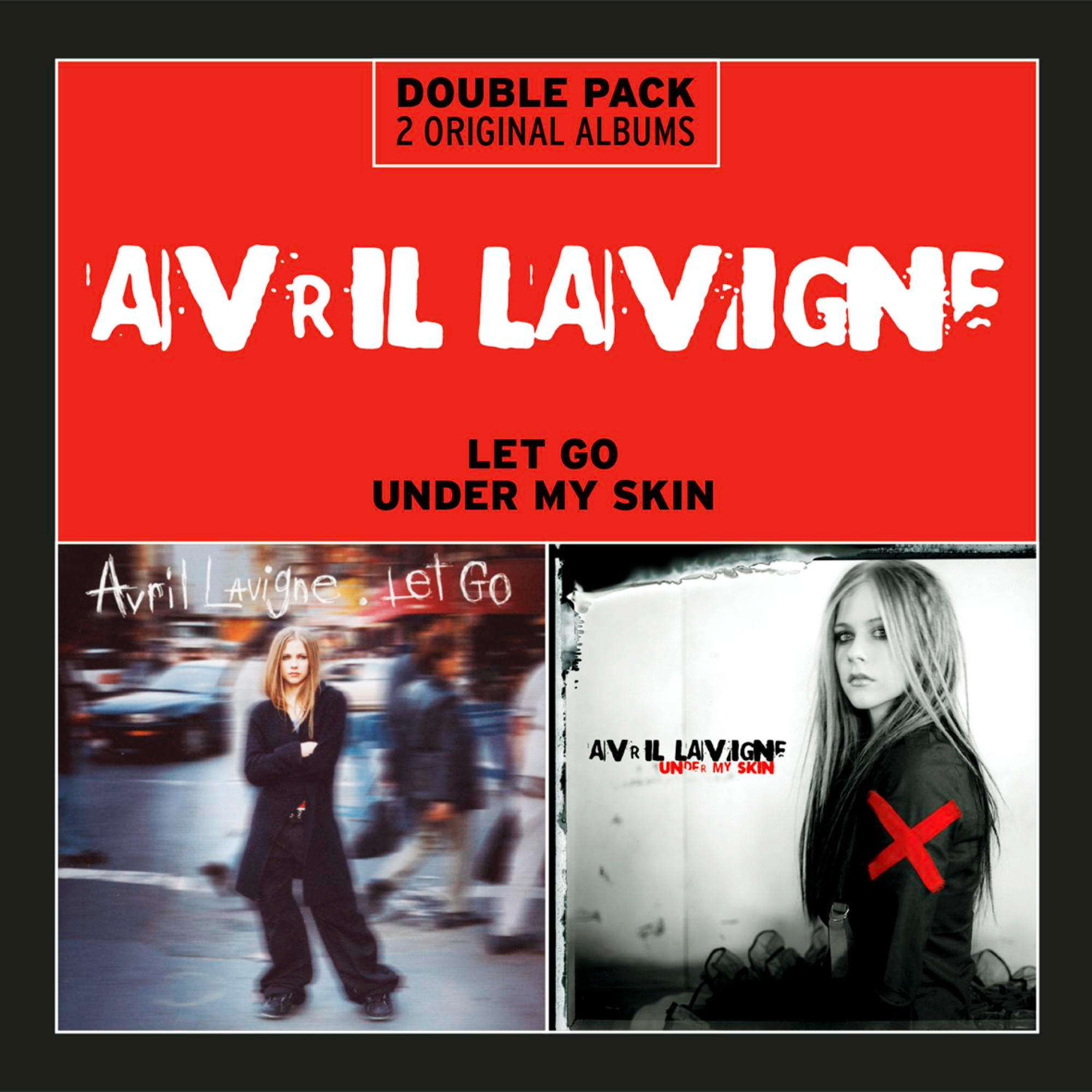 Doppelpack-CD mit Avril Lavigne Alben. Die Vorderseite zeigt 'Let Go' und 'Under My Skin'.