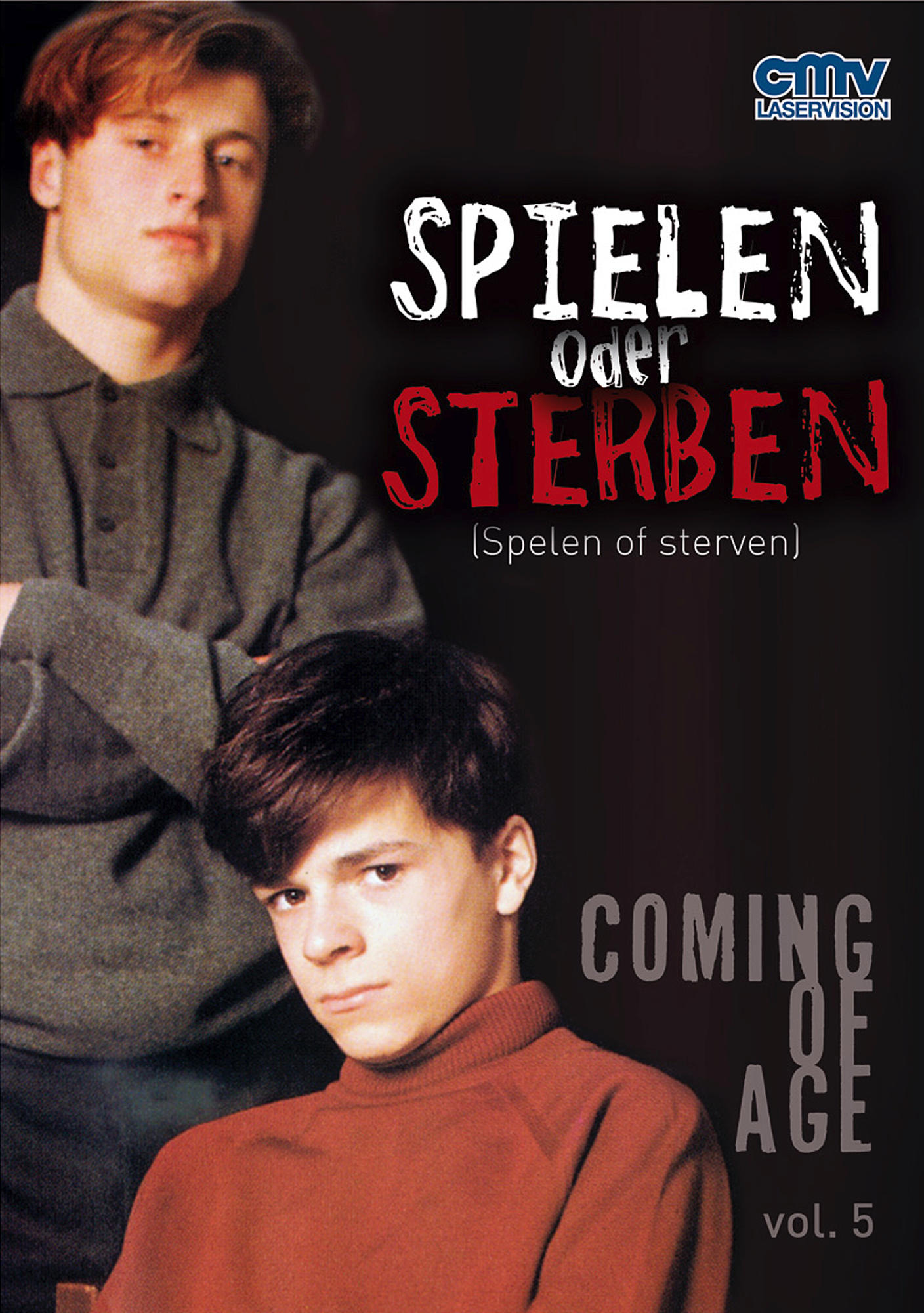 Filmtitel: Zwei Männer, Text liest sich 'Spielen oder Sterben' und 'Coming of Age'.