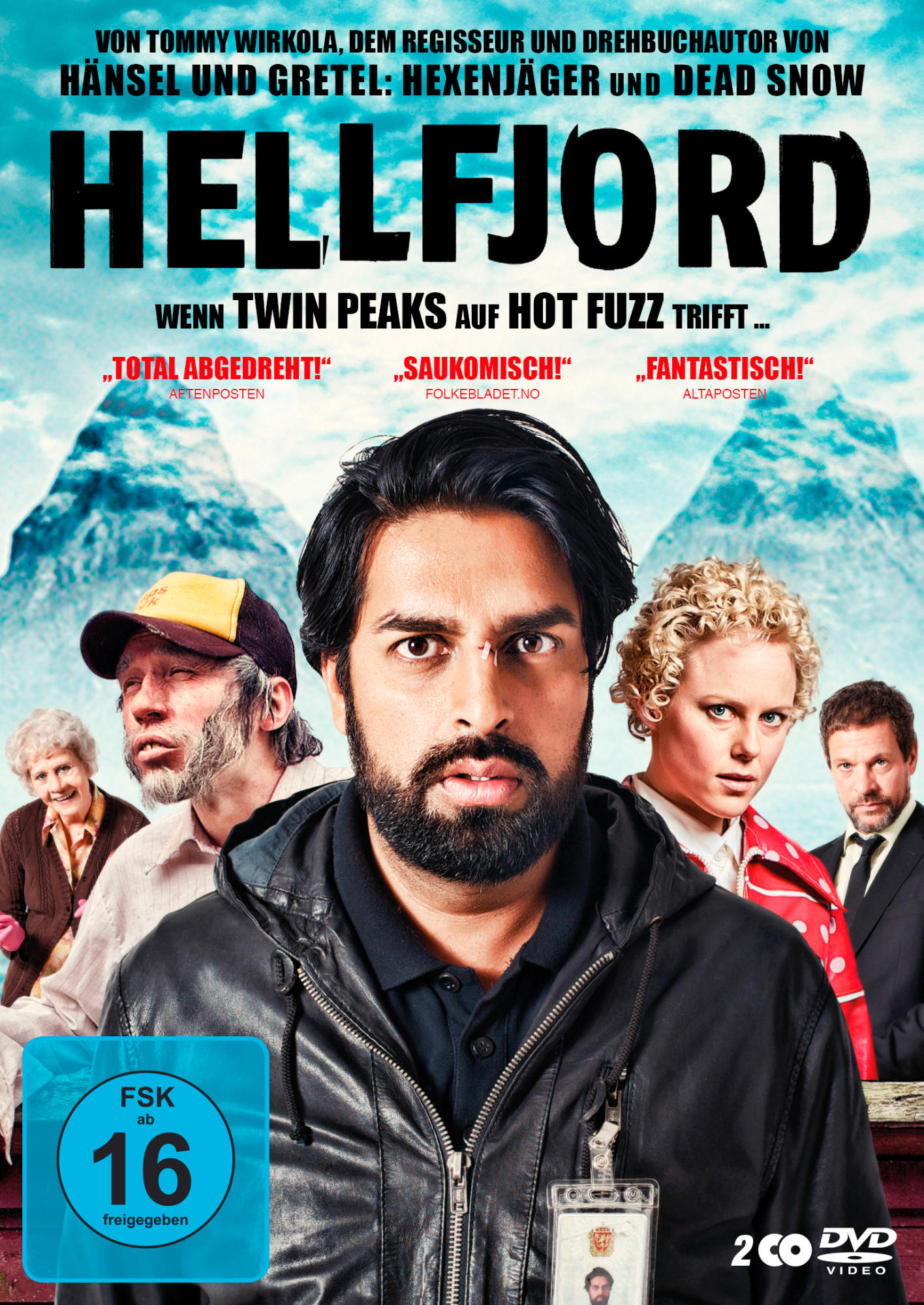 Filmposter mit einem Männergesicht und Text, mit anderen Personen im Hintergrund.