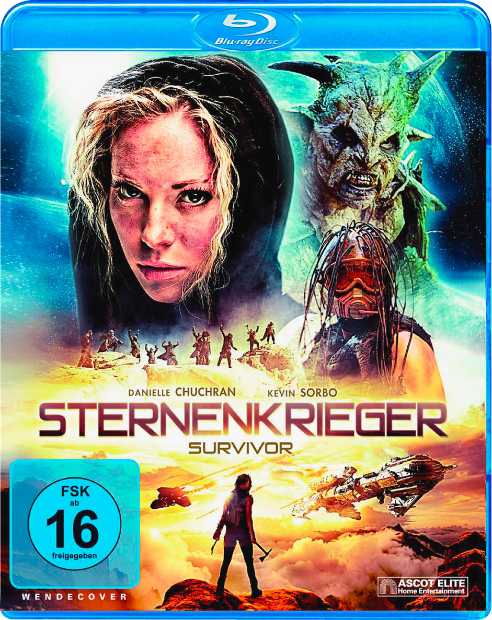 DVD-Cover für "Sternenkrieger - Survivor" mit Bildern von Schauspielern und Figuren.