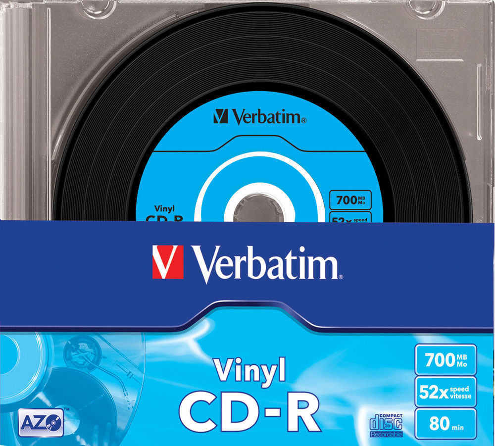 Verbatim Vinyl CD-R-Paket mit CD, blaues Etikett.