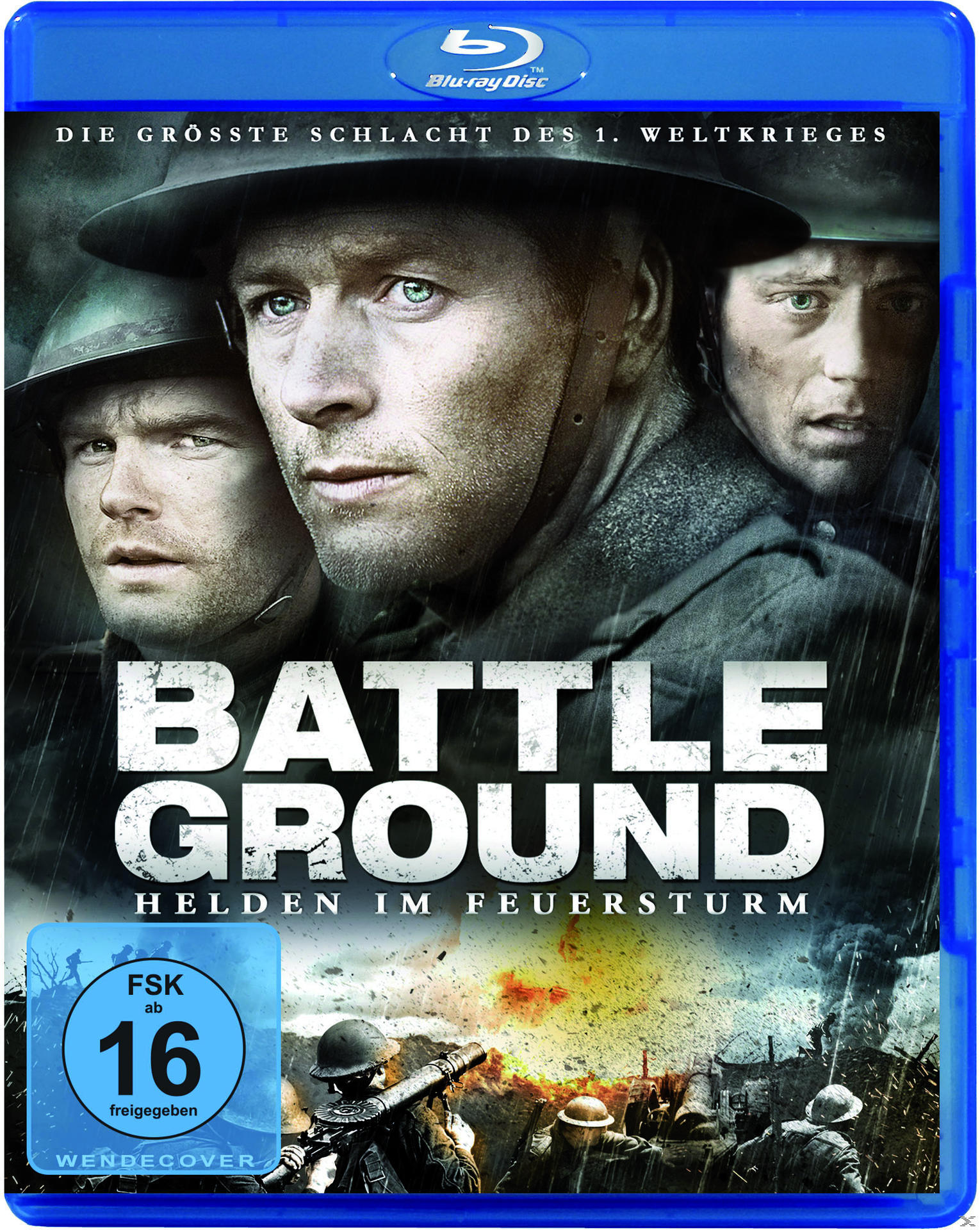 DVD-Cover für 'Battle Ground' mit Soldaten in Helmen und einer dramatischen Szene.