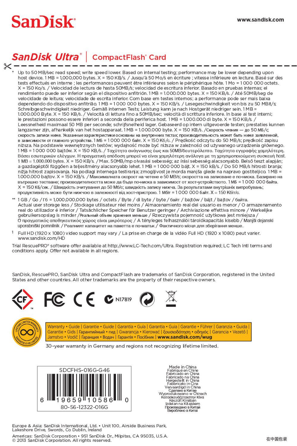 SANDISK 16 Gb Cf Kart 50Mb/S Ultra Sandısk Sdcfhs-016G-G46