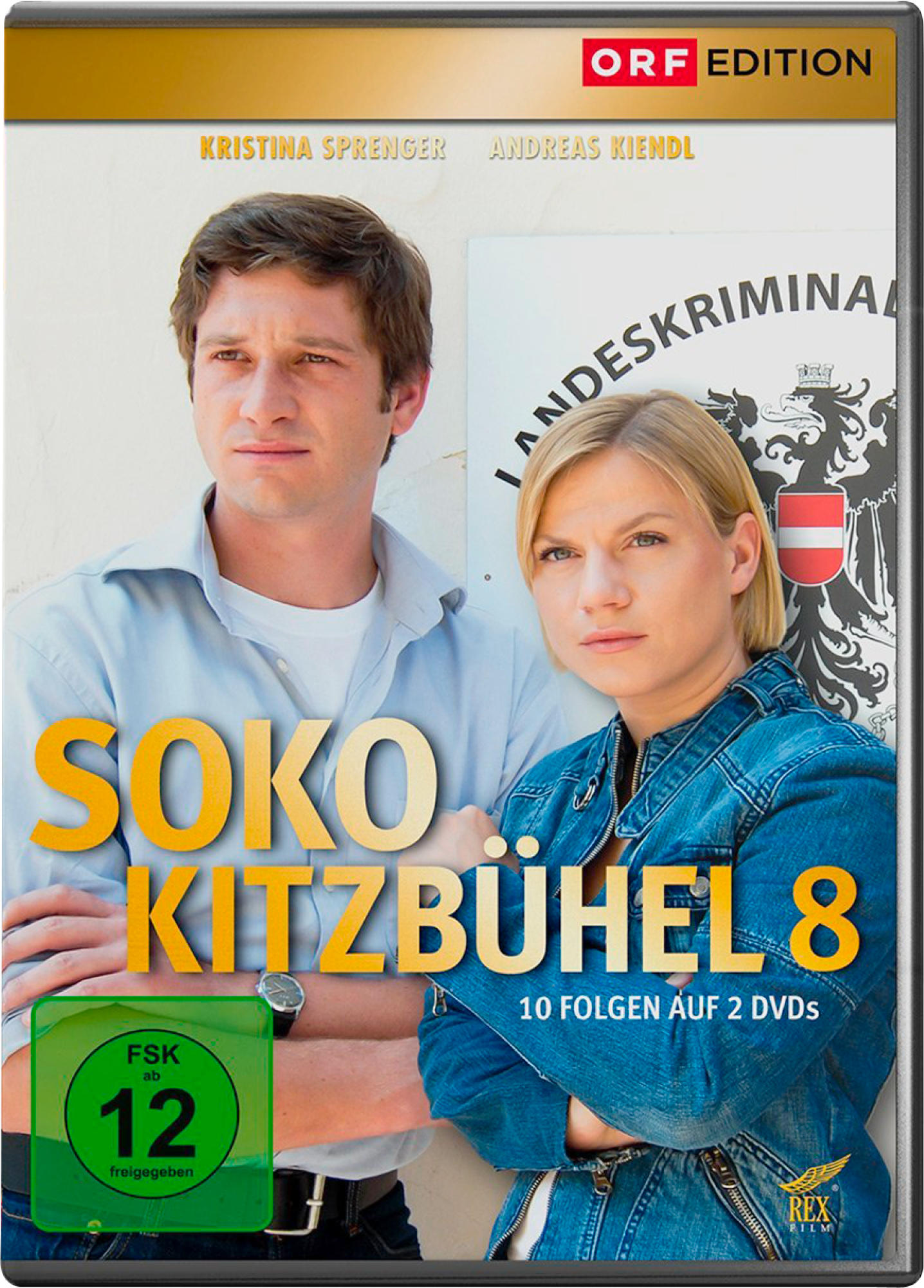 DVD-Cover mit zwei Personen, einem Mann und einer Frau, Text 'SOKO KITZBÜHEL 8'. Grünes FSK-Logo.