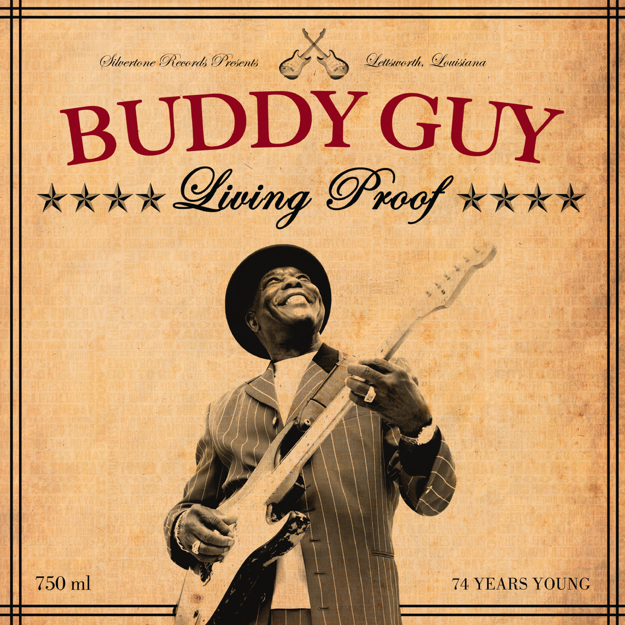 Buddy Guy album borítója, mosolygó férfival gitárral.