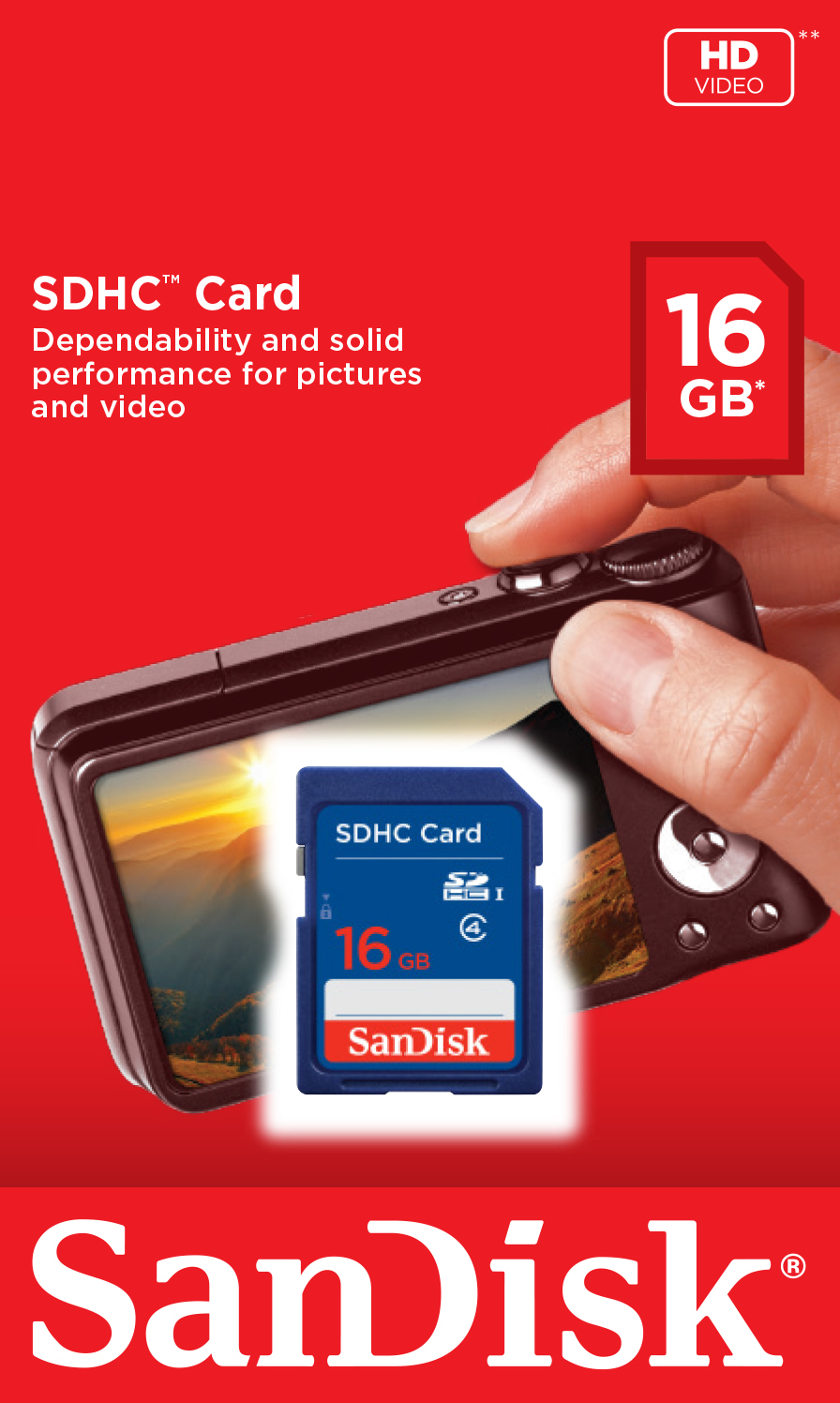 SANDISK Standard, SDHC Speicherkarte, 16 GB, 15 MB/s