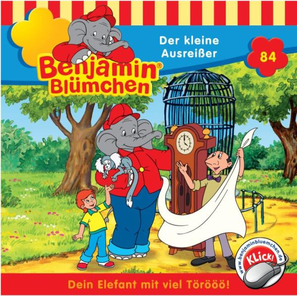 Benjamin Blümchen Buchcover mit Figuren: Elefant, Junge und Mann.