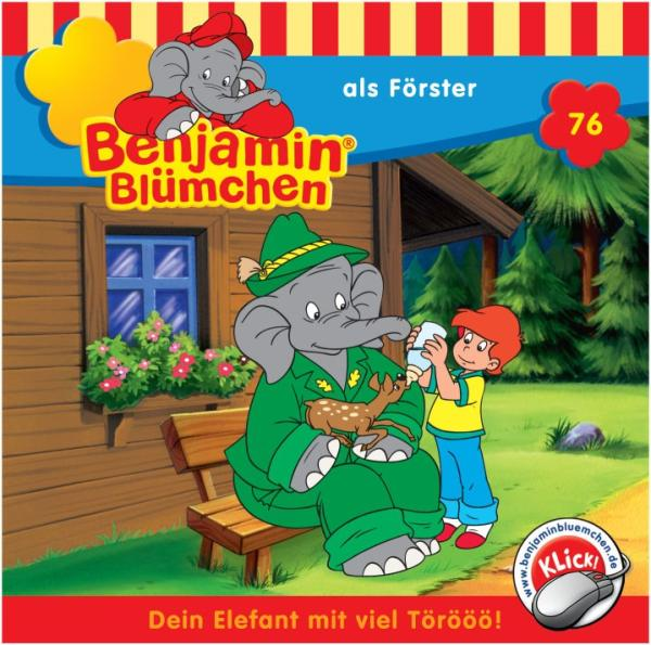 Benjamin Blümchen Buchcover: der Elefant und ein Junge im Wald.