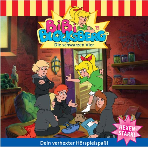 Buchcover. Cartoon eines Mädchens und anderer Kinder in einem Raum. Der Text lautet 'BiBi Blocksberg'.