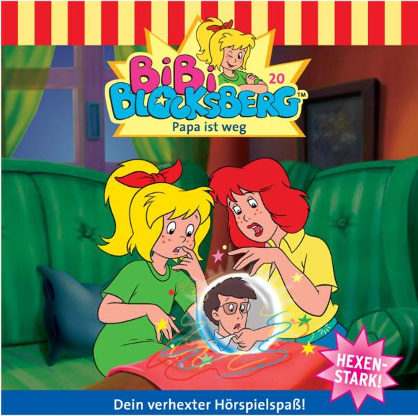 Zeichentrickfilm-Cover: Zwei Mädchen mit blonden und roten Haaren, Cartoon-Stil, und ein schwebender Junge.