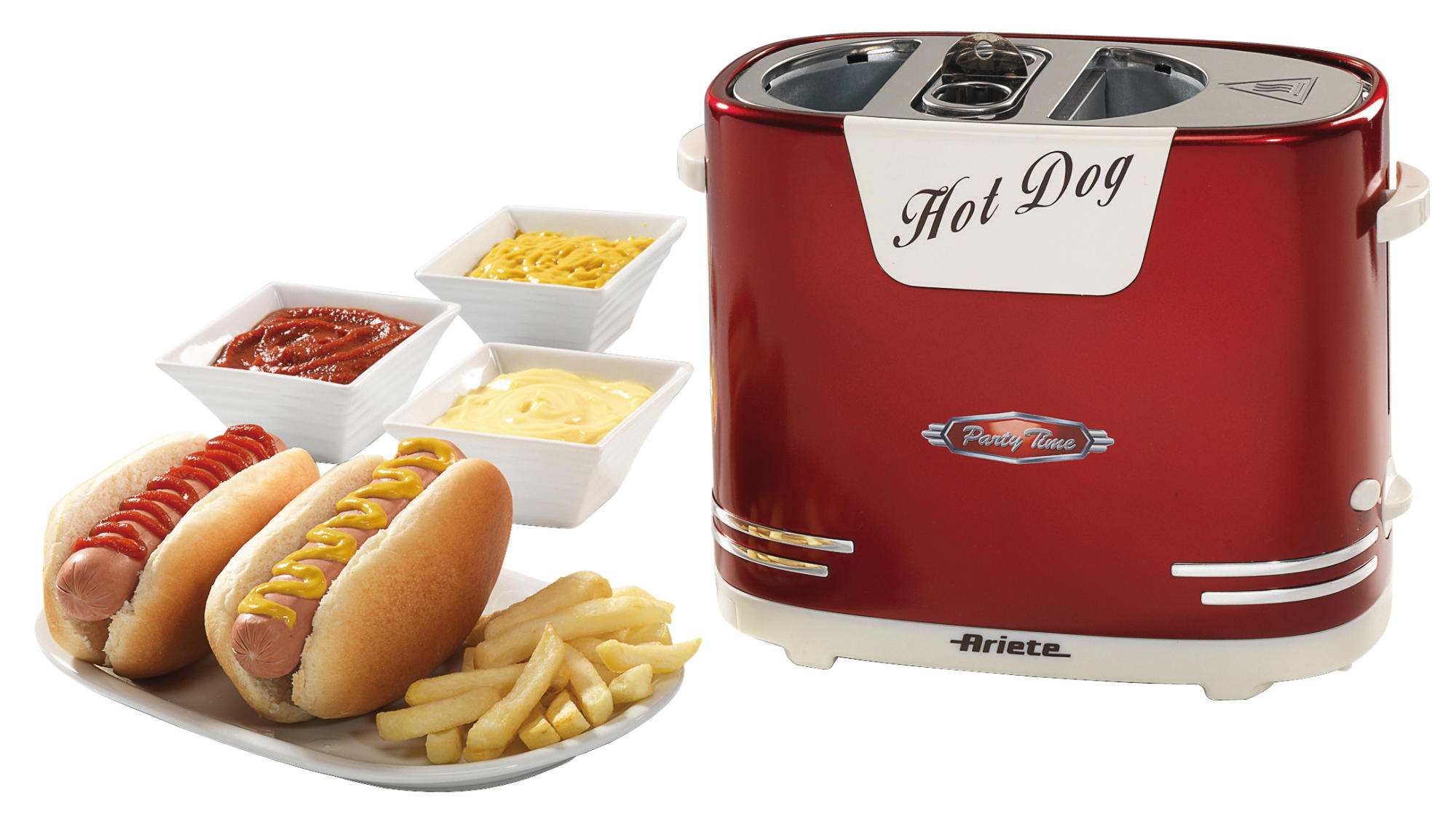 Máquina de perritos calientes - Ariete HOT DOG PARTY TIME, 650W, Rojo