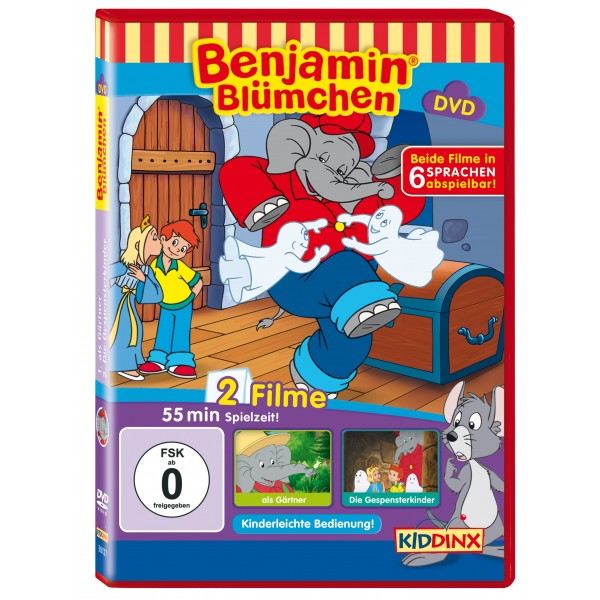 DVD-Cover eines Zeichentrickfilms. Ein Elefant, eine Prinzessin und eine Maus sind die Figuren.