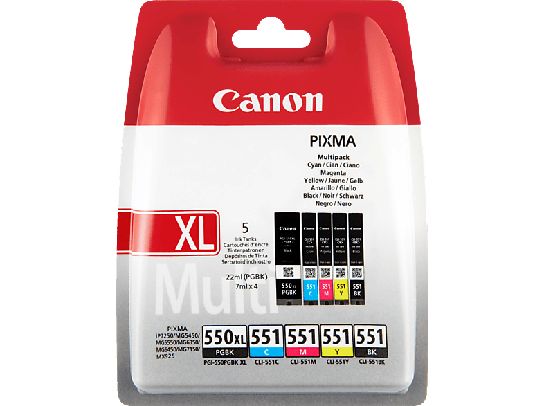 5 CARTOUCHES D¿ENCRE Ink-Pro NO OEM Pack Couleurs PGI550 BK XL - CLI551 Y  XL Pour CANON PIXMA MG 5650