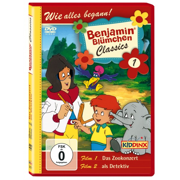 Benjamin Blümchen DVD Cover. Zeichentrickfiguren mit Elefant und Junge.