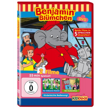 DVD-Cover mit einem Elefanten und zwei Kindern, mit Text auf Deutsch.