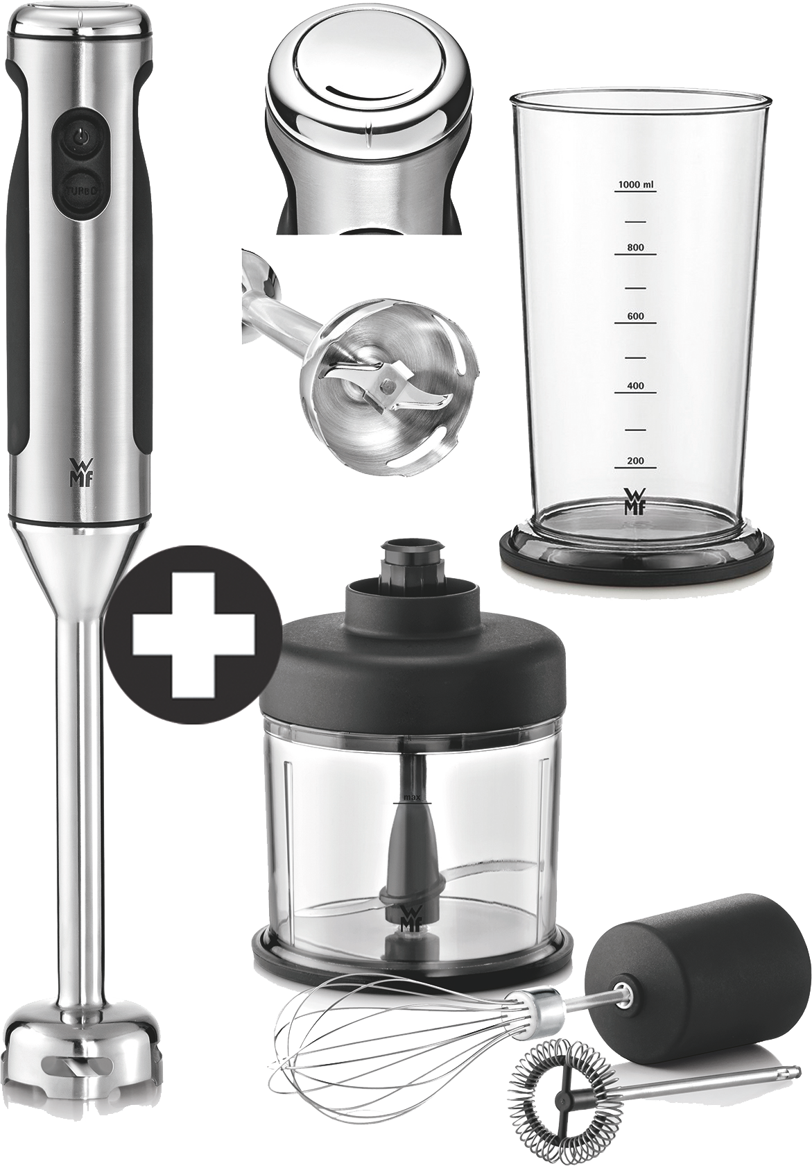 WMF 0416350011 LINEO SET Stabmixer (Edelstahl, Schwarz, 700 Watt, 1 Liter)