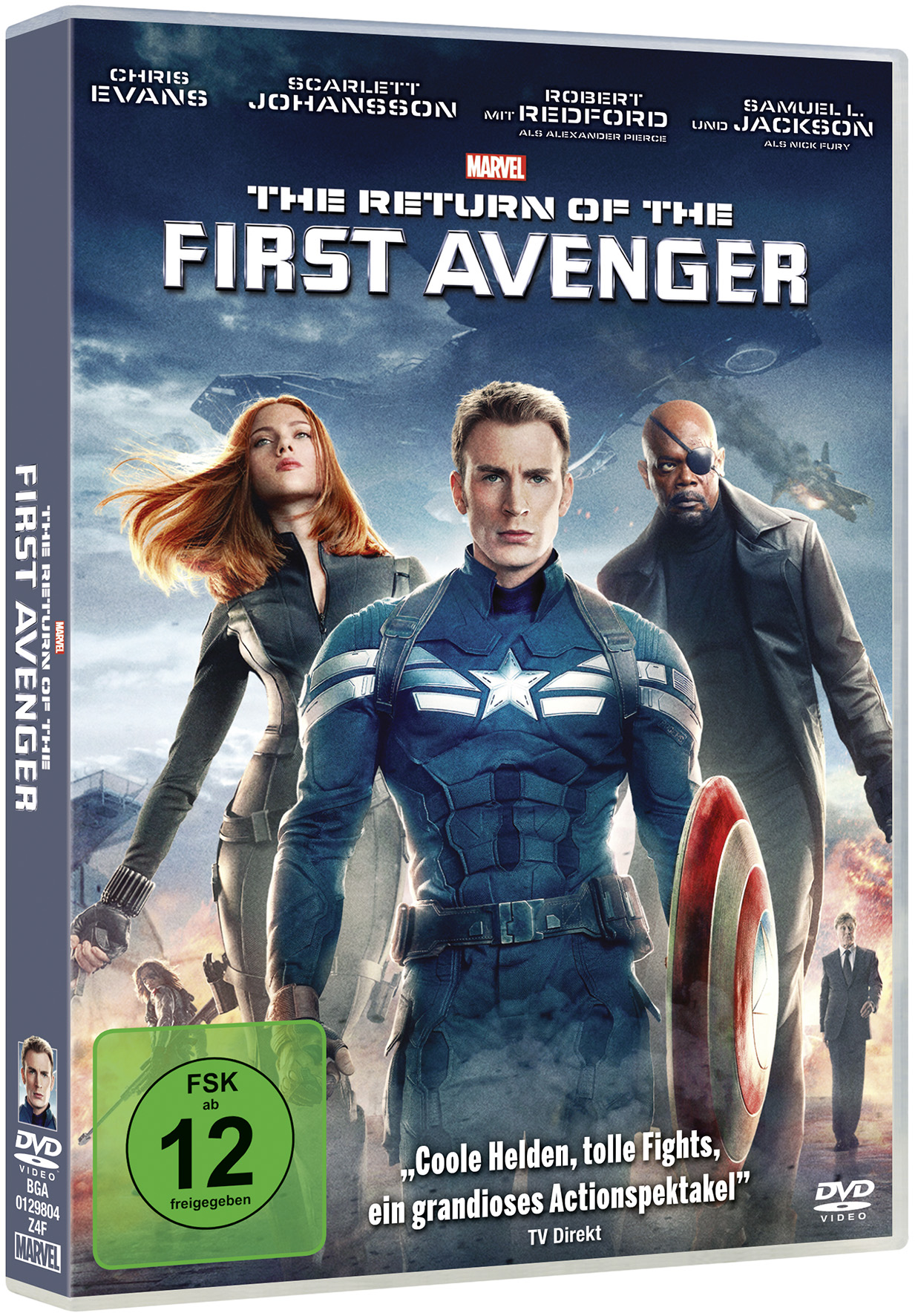 DVD-Cover eines Films. Drei Charaktere sind auf dem Cover. Der Hintergrund ist eine Stadt. Die Charaktere sind die Hauptfiguren.