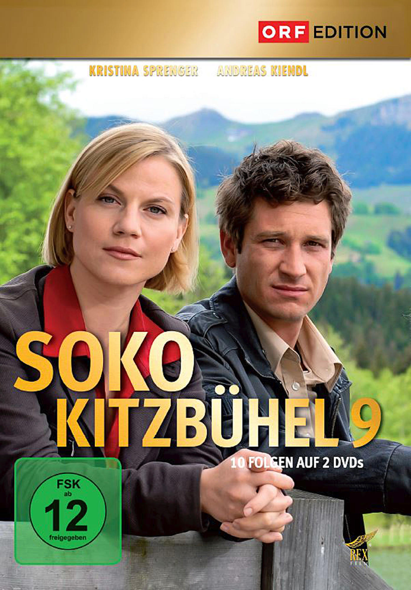 DVD-Cover von SOKO KITZBÜHEL 9. Zwei Personen im Vordergrund und ein Berg im Hintergrund.
