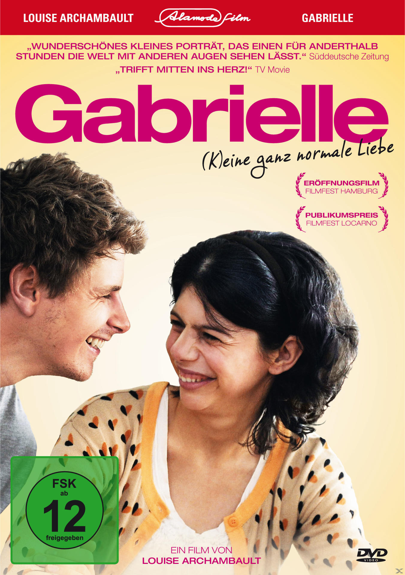 Filmplakat für 'Gabrielle' mit einem sich anlächelnden Paar und dem Filmtitel.