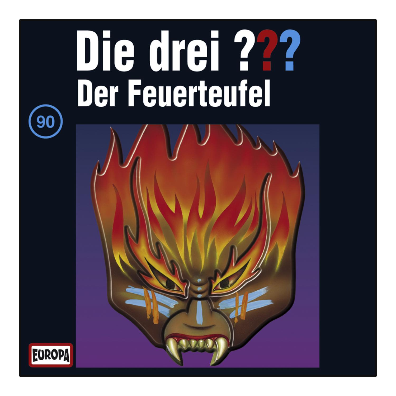 Albumcover. Ein Monstergesicht mit Flammen, mit Text auf Deutsch.