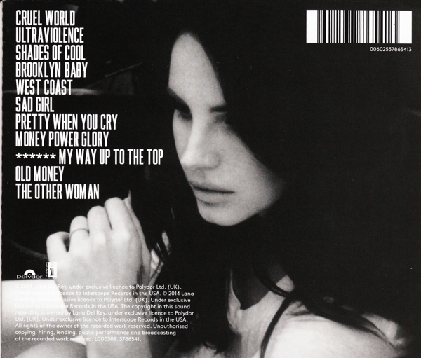 Zwart-wit albumhoes met Lana Del Rey, tracklist zichtbaar.