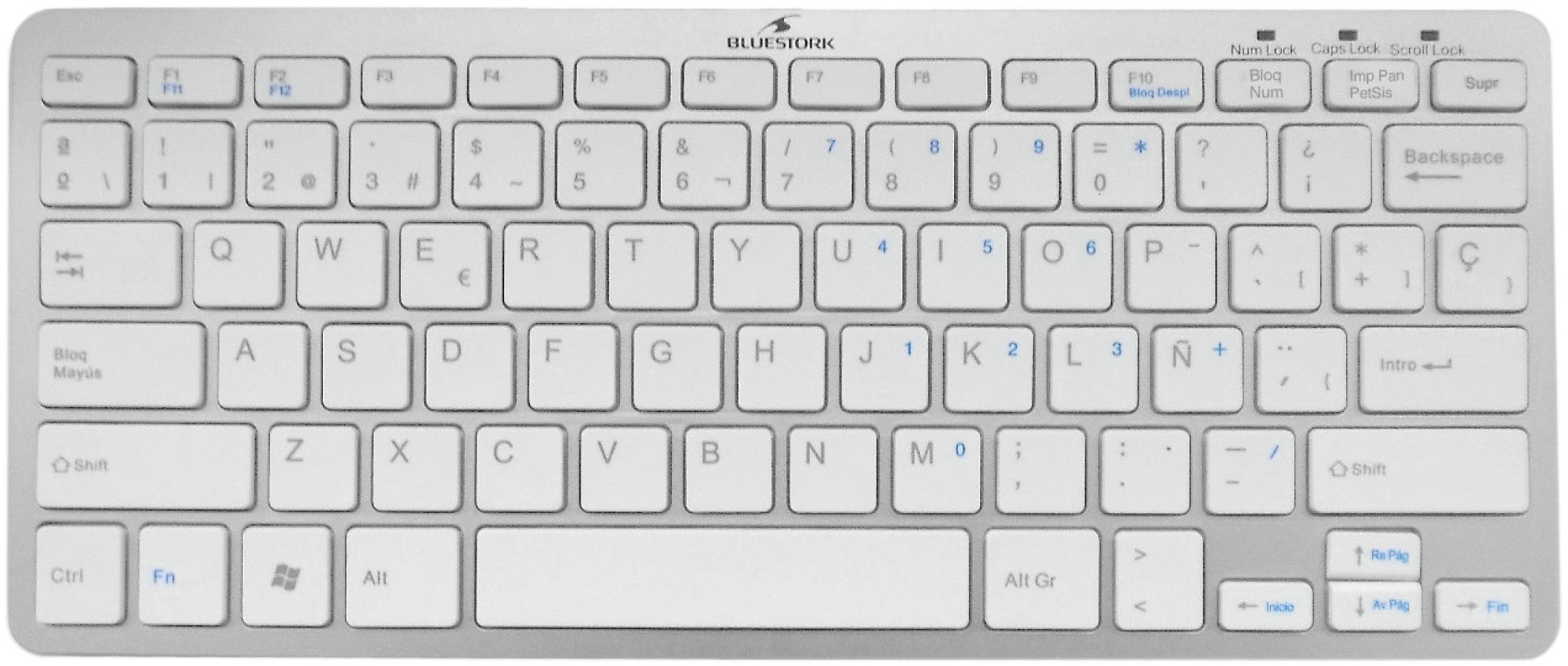 Teclado inalámbrico para Pc y Mac - Bluestork BS-KB-MICRO-BT/F, blanco, mini