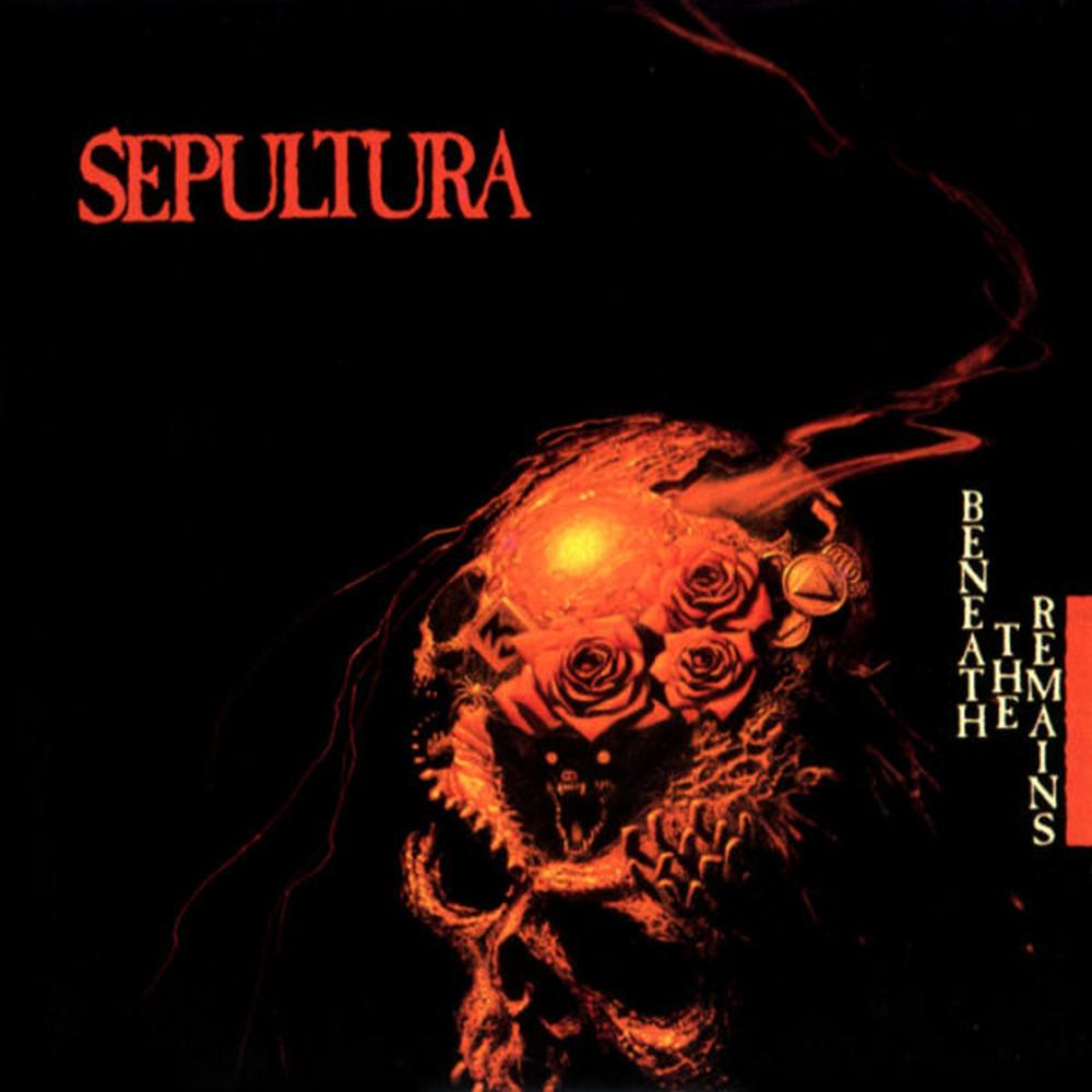 Album borítója, lángokban álló koponyával, rózsákkal és a 'Sepultura' zenekar nevével a tetején.