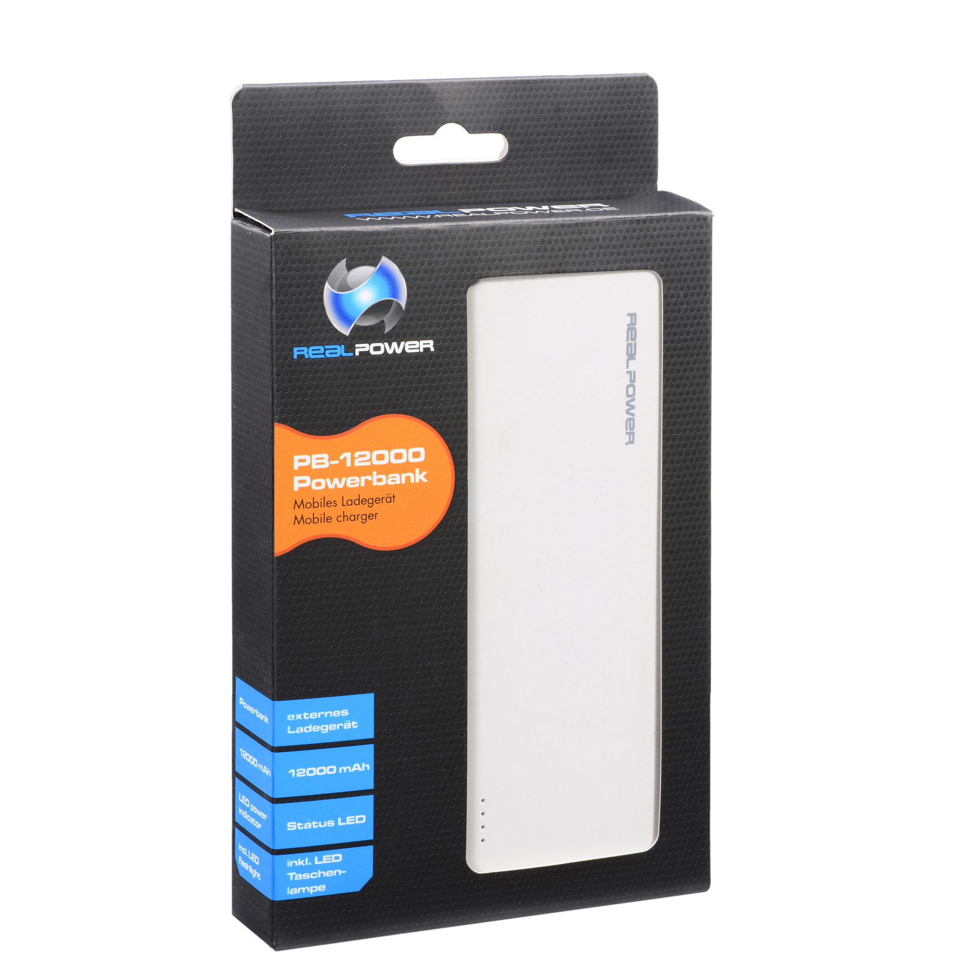 REALPOWER PB-12000 Powerbank, Weiß