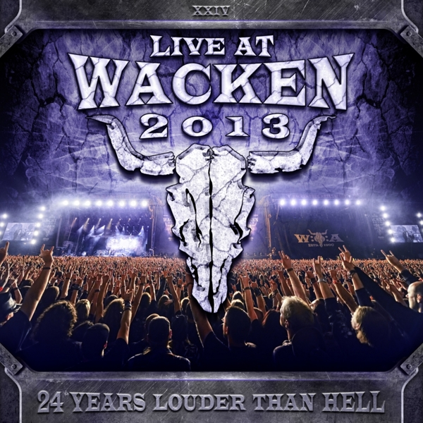 Albumcover von Live at Wacken 2013. Ein Schädel mit Hörnern und eine Menschenmenge.