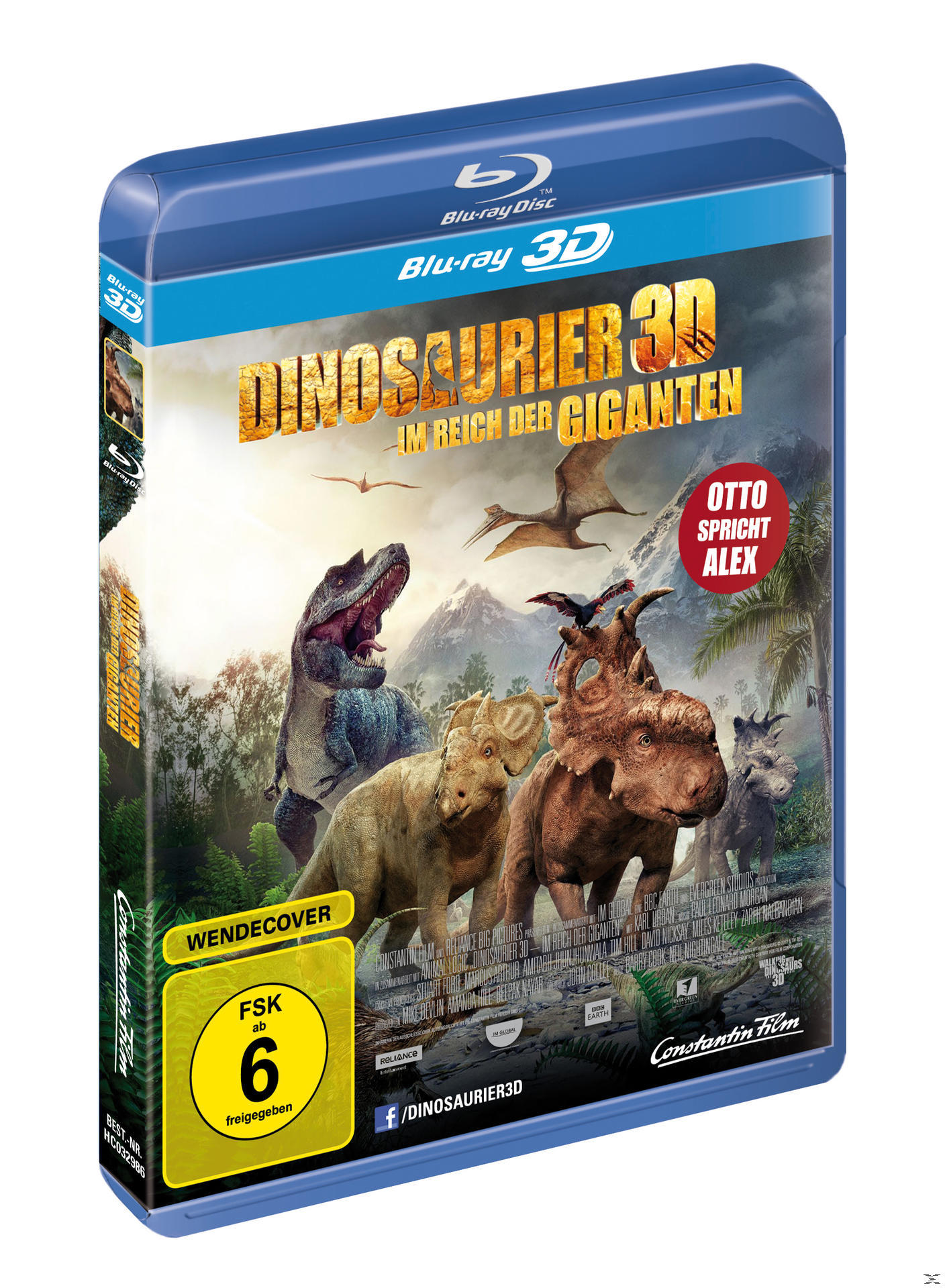 Blu-ray 3D Dinosaurier im Reich der Giganten, Dinosaurier, blaues Cover.