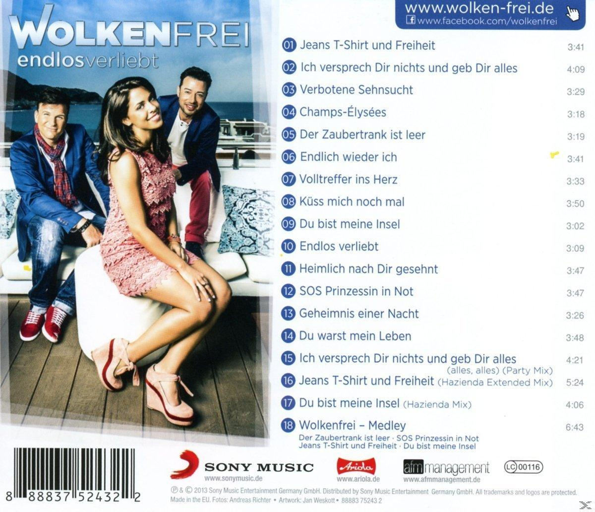 CD-Cover mit drei Personen und dem Titel 'Wolkenfrei', rechts Trackliste.
