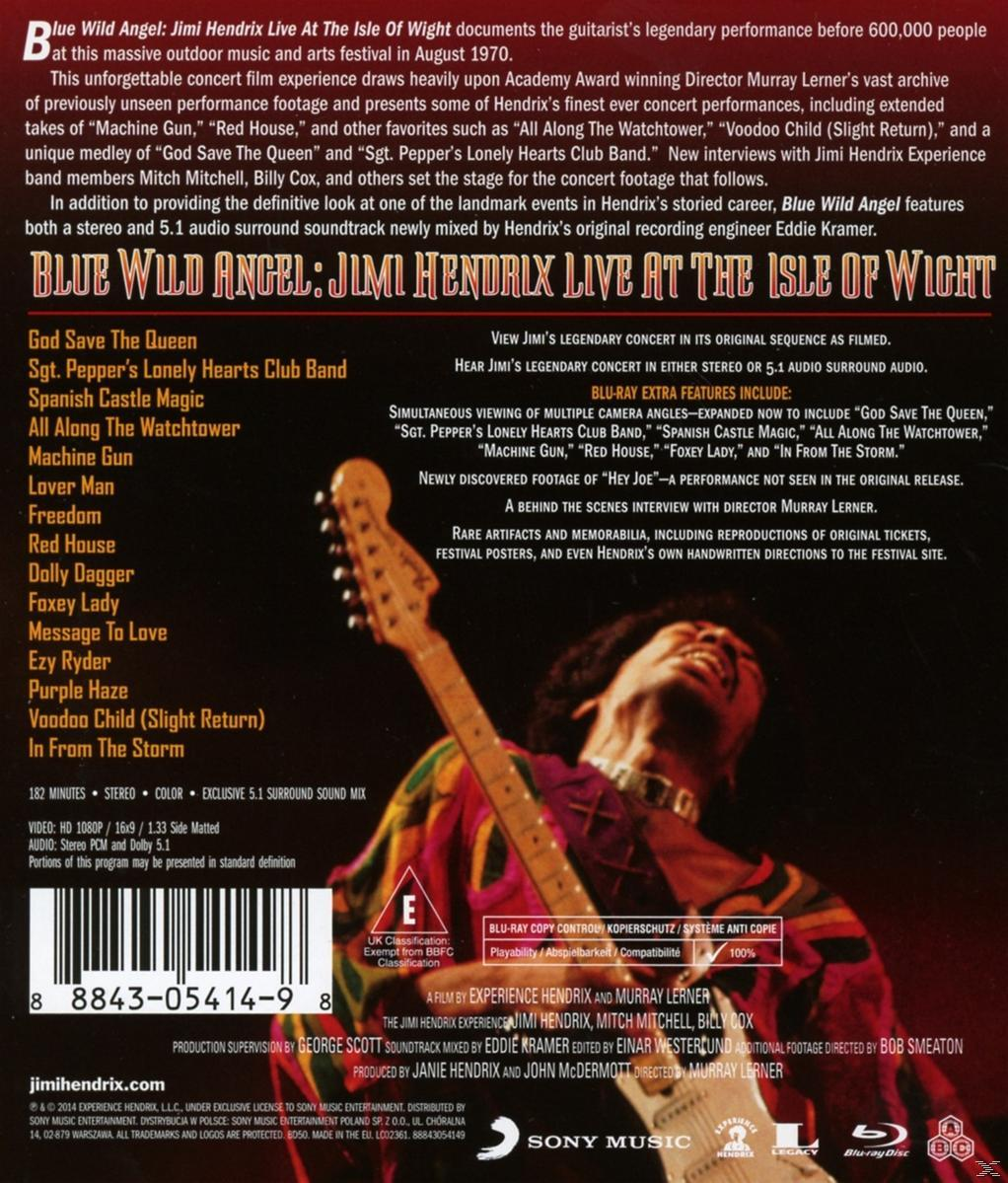 DVD-Cover von Jimi Hendrix Live at the Isle of Wight. Es zeigt eine Gitarre und Text.