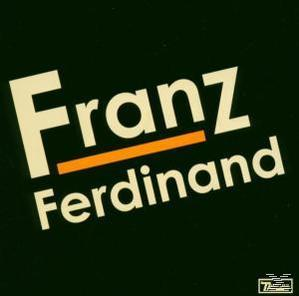 Logo der Band Franz Ferdinand in weißen Buchstaben auf dunkelgrünem Hintergrund, mit einer orangefarbenen Linie durch das 'r'.