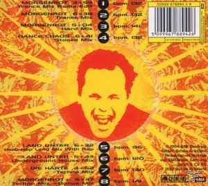 CD-Cover mit dem Gesicht eines Mannes in einem gelben Kreis, umgeben von orangen Linien. Songtitel und ein Barcode sind sichtbar.