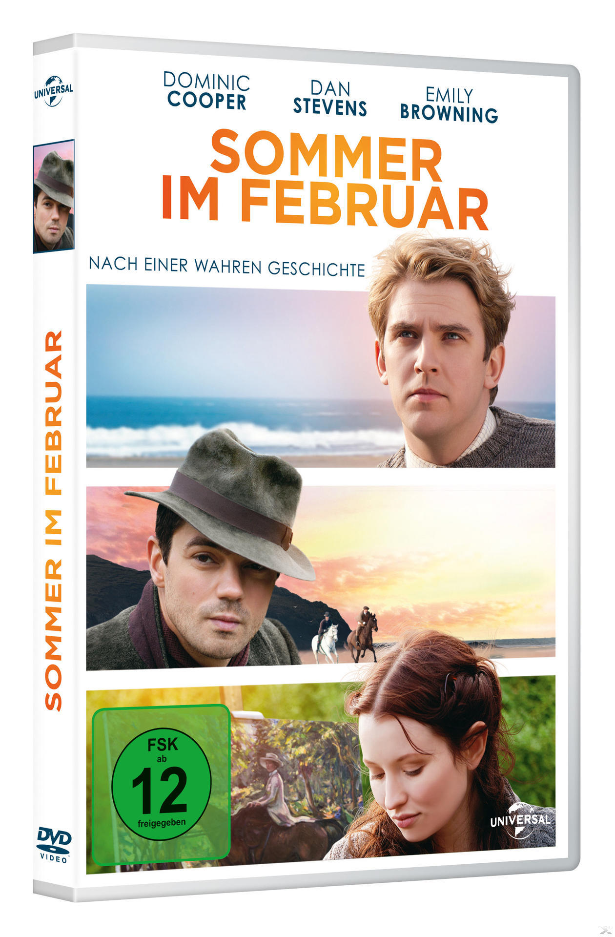 DVD-Cover des Films Sommer im Februar. Schauspieler und eine Strandszene.