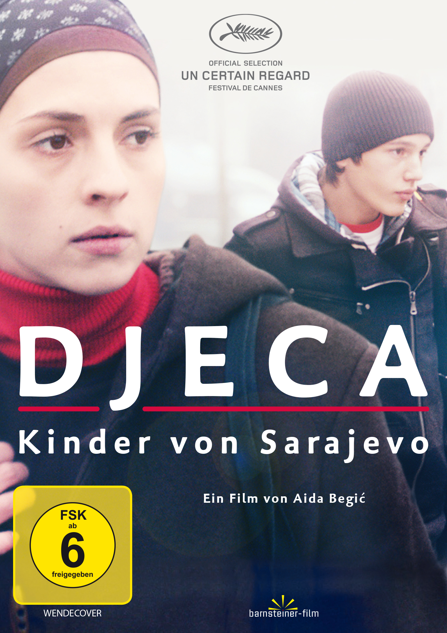 DVD-Cover des Films 'Djecia'. Eine Frau und ein Mann im Vordergrund. Der Titel ist rot.