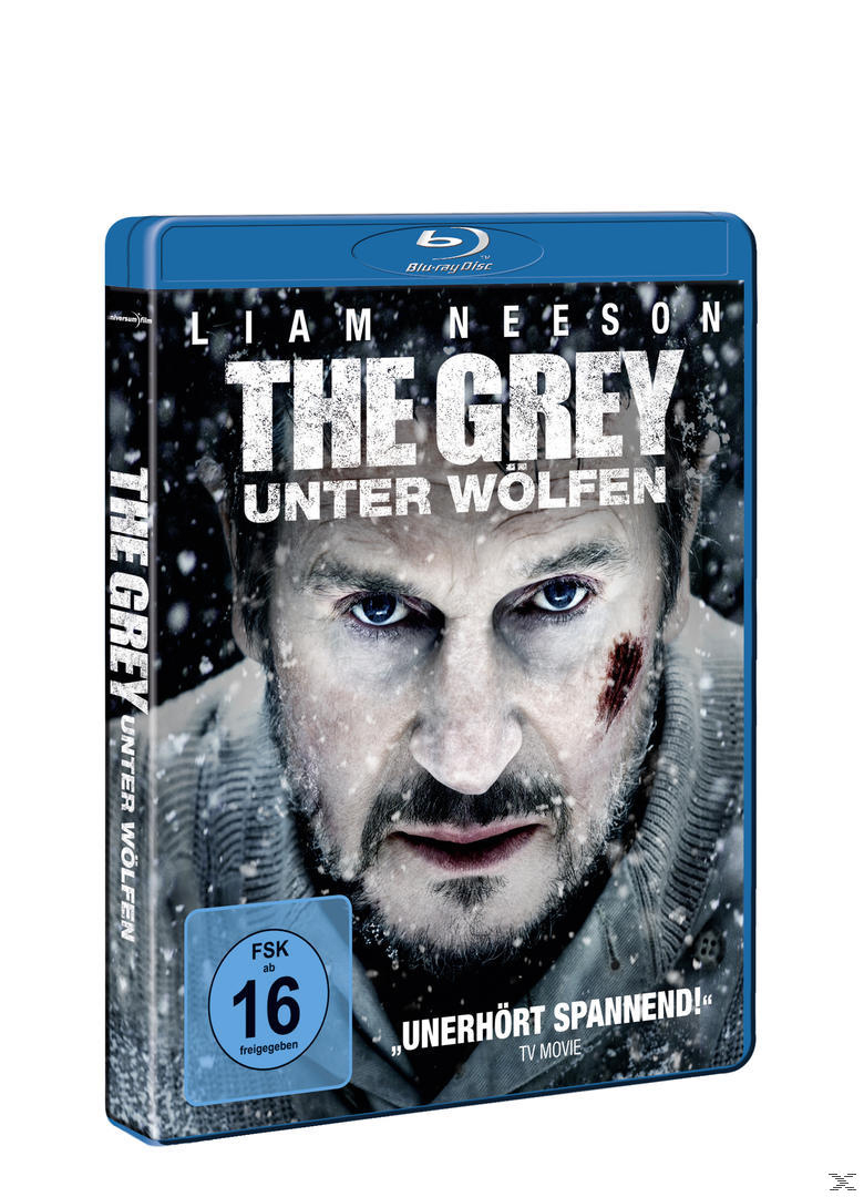 Blu-ray-Cover mit Liam Neeson. The Grey, auf Deutsch, und FSK 16-Bewertung.