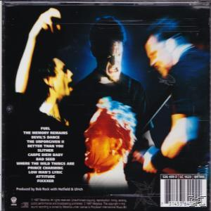 Rückseite des Metallica-Albums. Bandmitglieder, Trackliste und Album-Artwork.